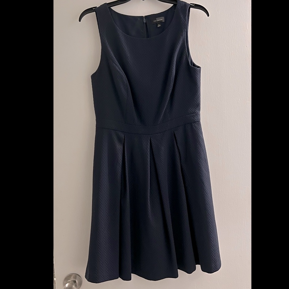 The Limited Dark Blue lined Dress Size 8 - understated Zig Zag pattern